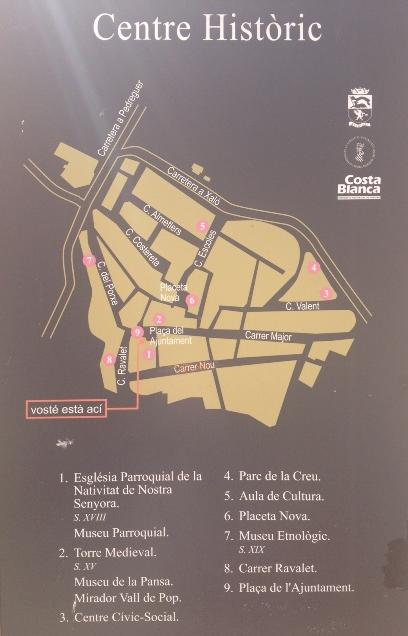 Panel ruta casco urbano de Alcalalí - Alcalalí turismo