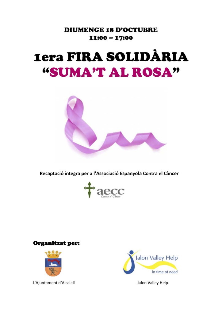 Cartel I Feria Solidaria Suma't al Rosa - Alcalalí Turismo