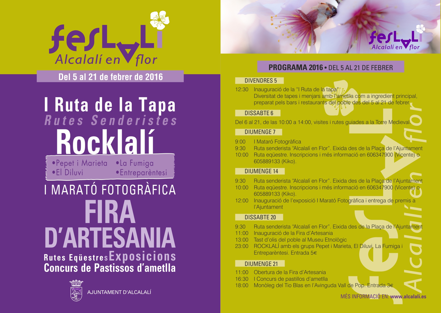 Cartel y programación FESLALÍ "Alcalalí en flor" - Alcalalí Turismo